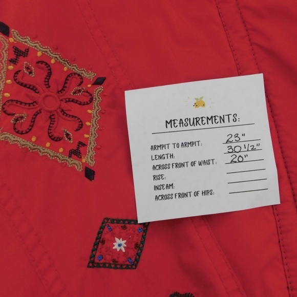 Vintage OBERMEYER Women’s Embroidered Hooded Legend Coat Jacket Red Blue Size 10 - Picture 14 of 14